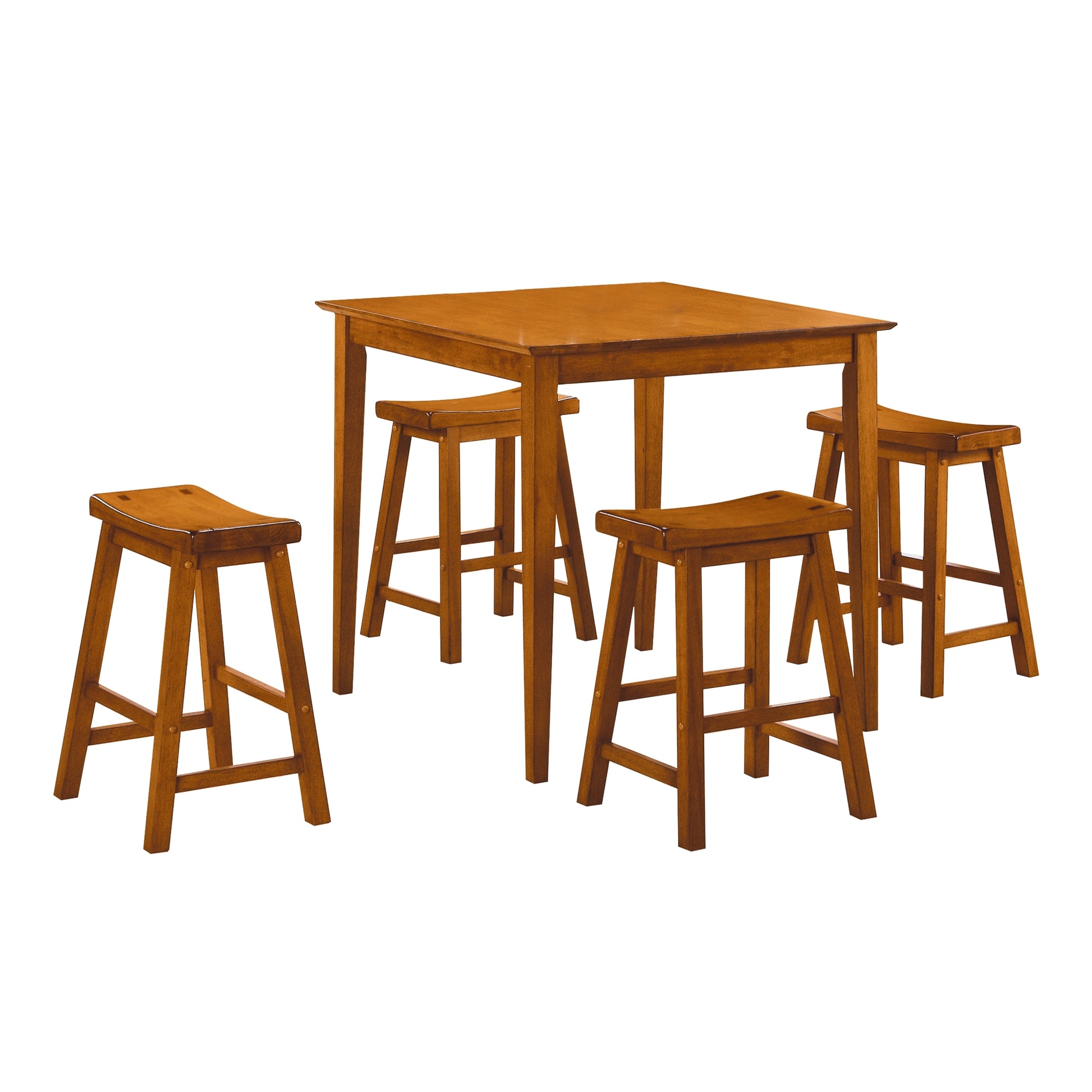 Casual Dining 18 Inch Height Saddle Seat Stools 2Pc Set Solid Wood Oak Finish Home Furniture Oak Dining Room Solid Wood