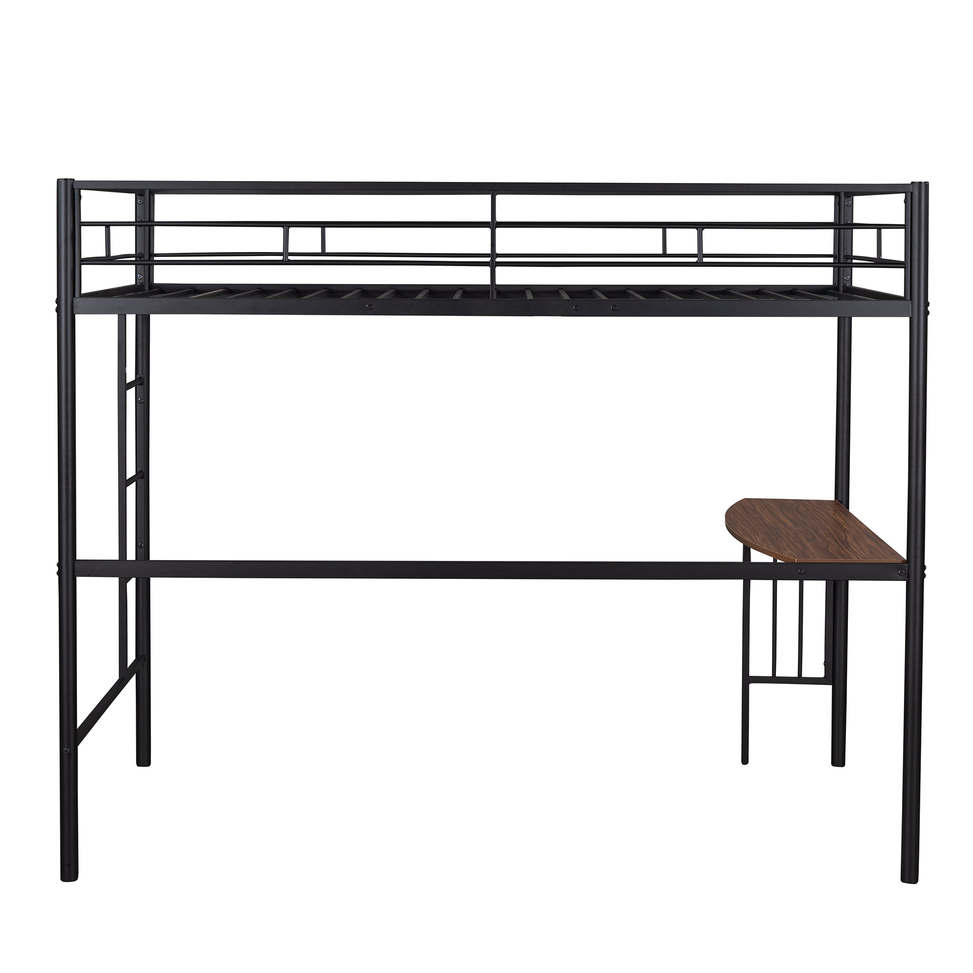 Twin Metal Loft Bed With Desk, Ladder And Guardrails, Loft Bed For Bedroom, Black Old Skumf195191Aab Twin Black Metal