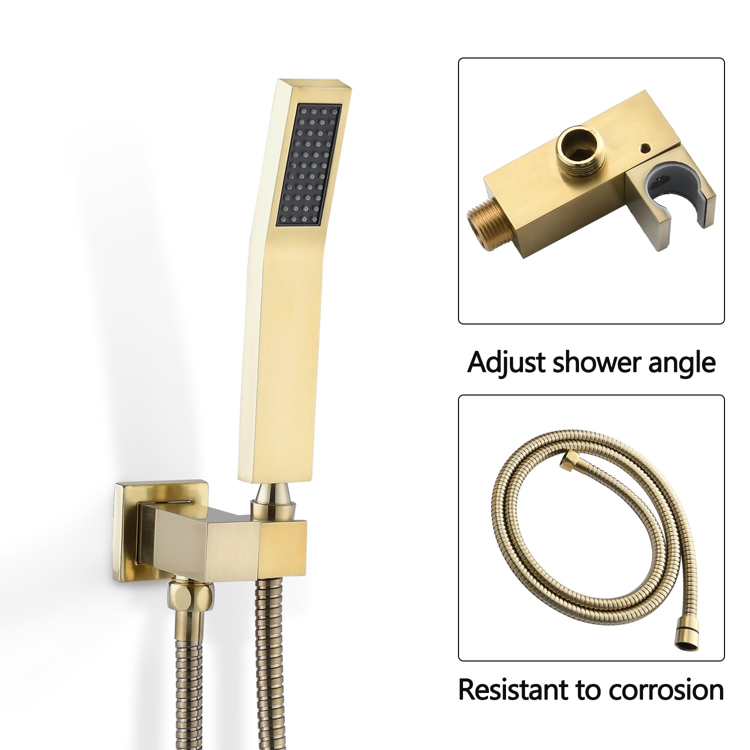 Shower Set Brushed Gold 10 Inch Bathroom Deluxe Shower Mixer Shower Combination Set Wall Mounted Shower Head System Shower Faucet Gold Brass