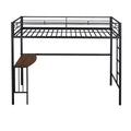 Twin Metal Loft Bed With Desk, Ladder And Guardrails, Loft Bed For Bedroom, Black Old Skumf195191Aab Twin Black Metal