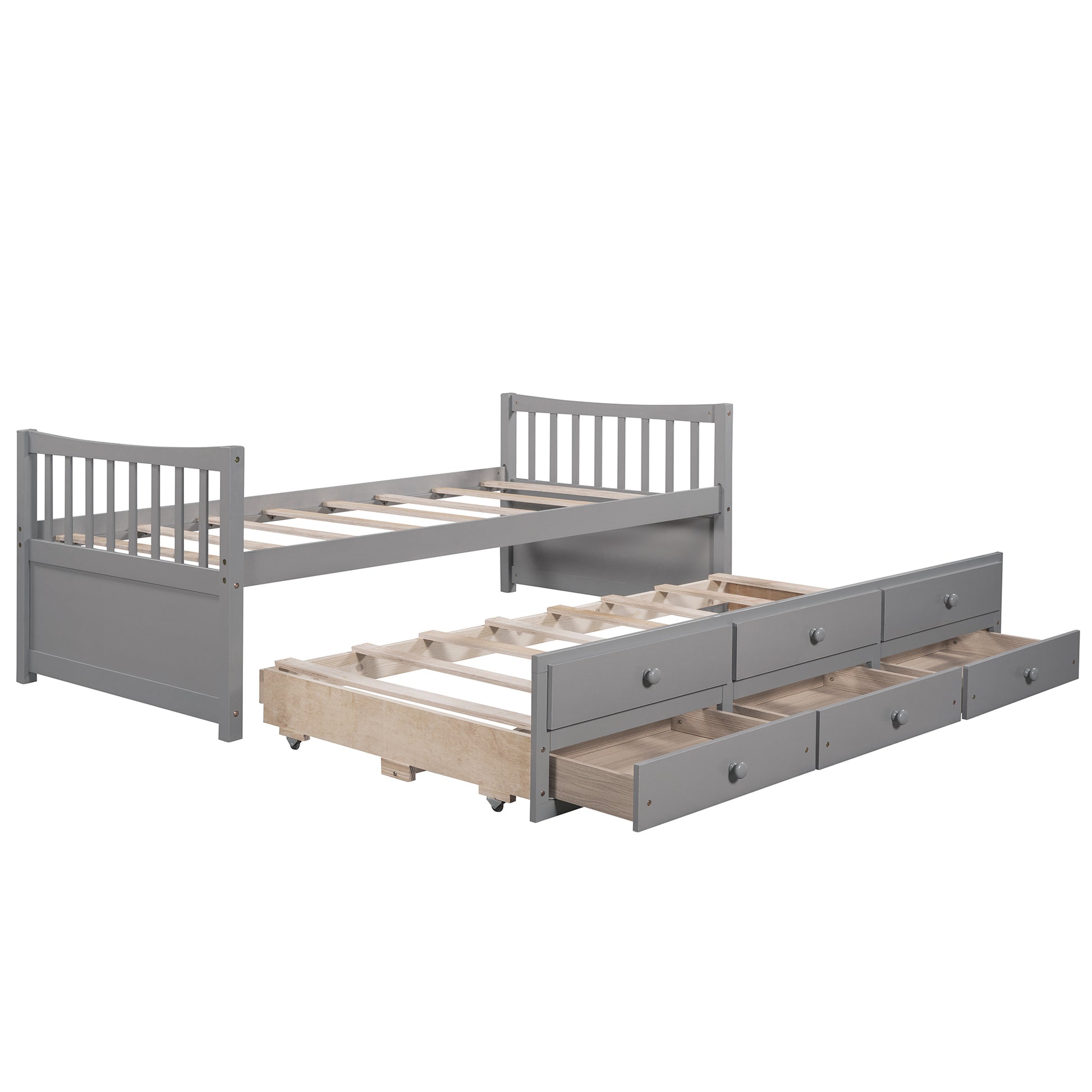 Daybed With Trundle And Drawers, Twin Size, Gray Old Sku: Lp0000141Eaa Gray Solid Wood