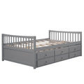 Full Size Daybed With Twin Size Trundle And Drawers, Full Size, Gray Gray Solid Wood