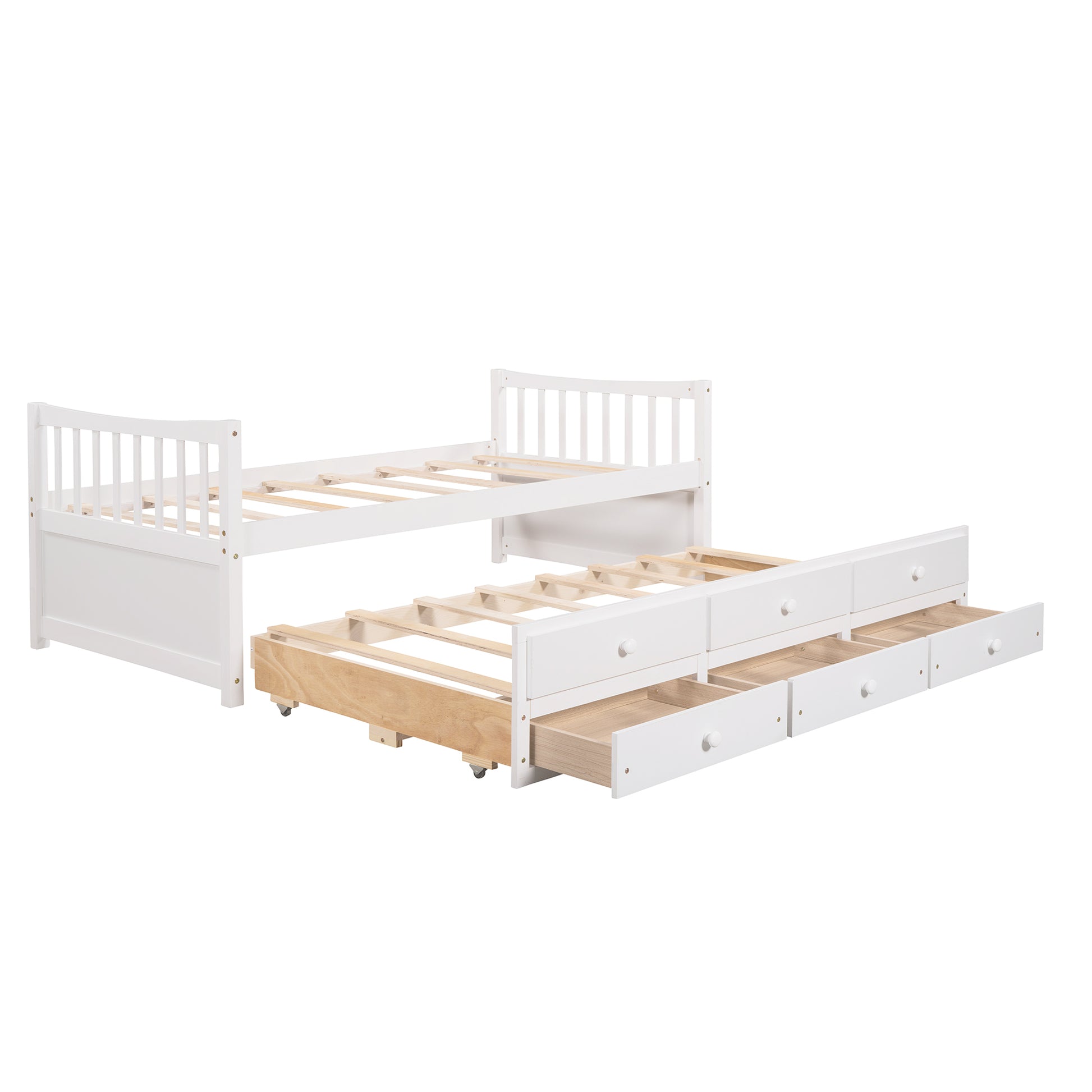 Daybed With Trundle And Drawers, Twin Size, White Old Sku: Lp0000141Kaa White Solid Wood