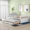 Full Size Daybed With Twin Size Trundle And Drawers, Full Size, White White Solid Wood