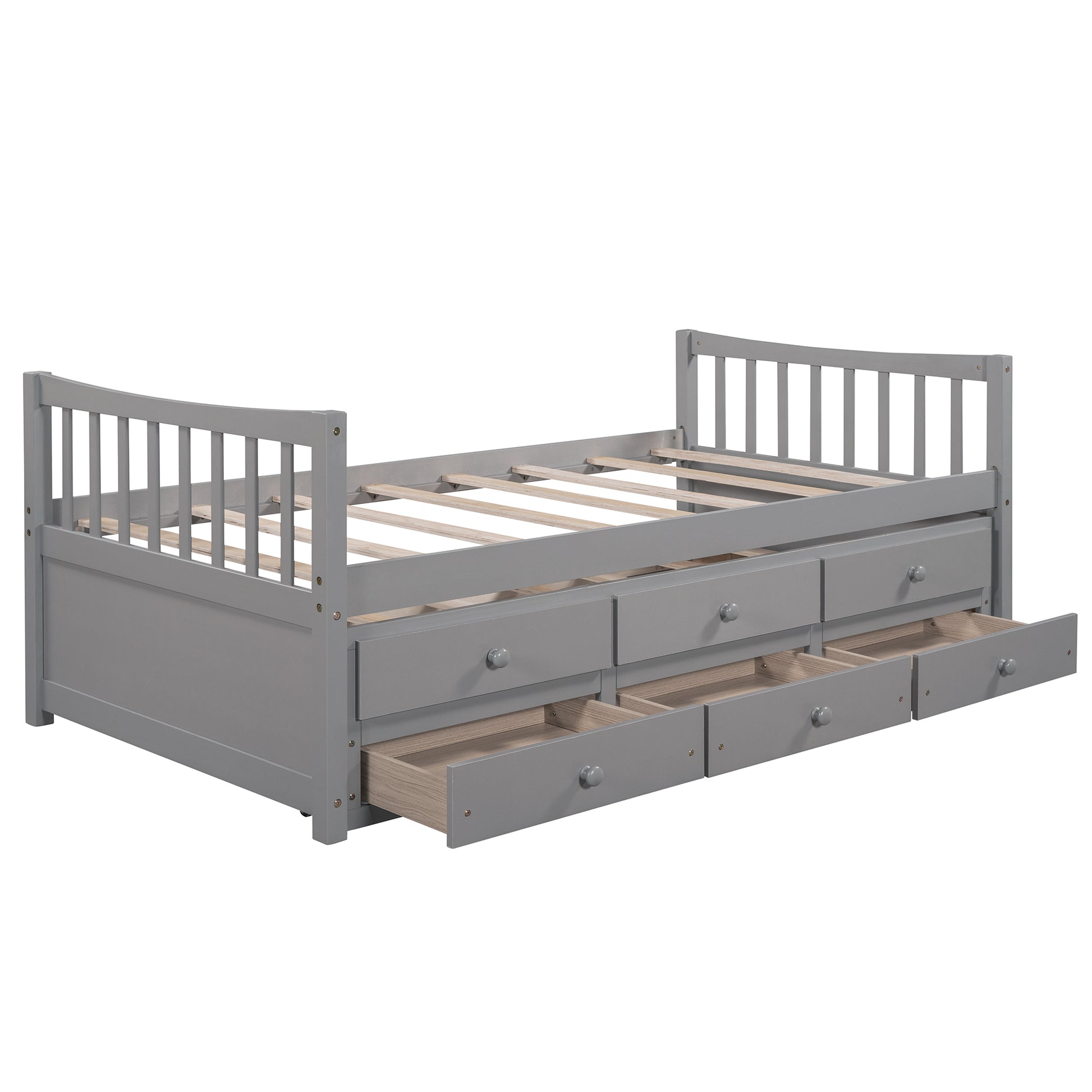 Daybed With Trundle And Drawers, Twin Size, Gray Old Sku: Lp0000141Eaa Gray Solid Wood