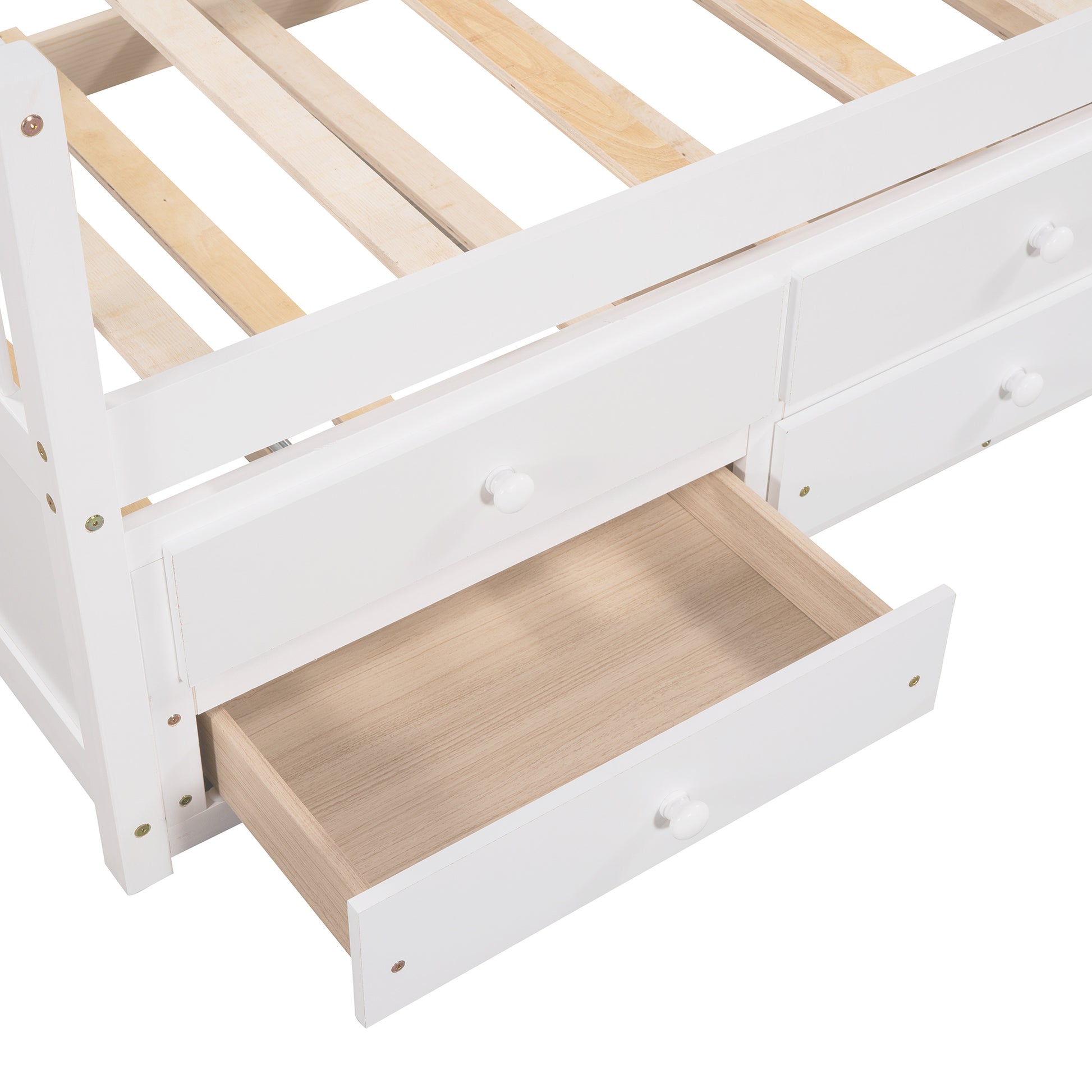 Daybed With Trundle And Drawers, Twin Size, White Old Sku: Lp0000141Kaa White Solid Wood