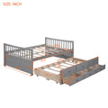 Full Size Daybed With Twin Size Trundle And Drawers, Full Size, Gray Gray Solid Wood