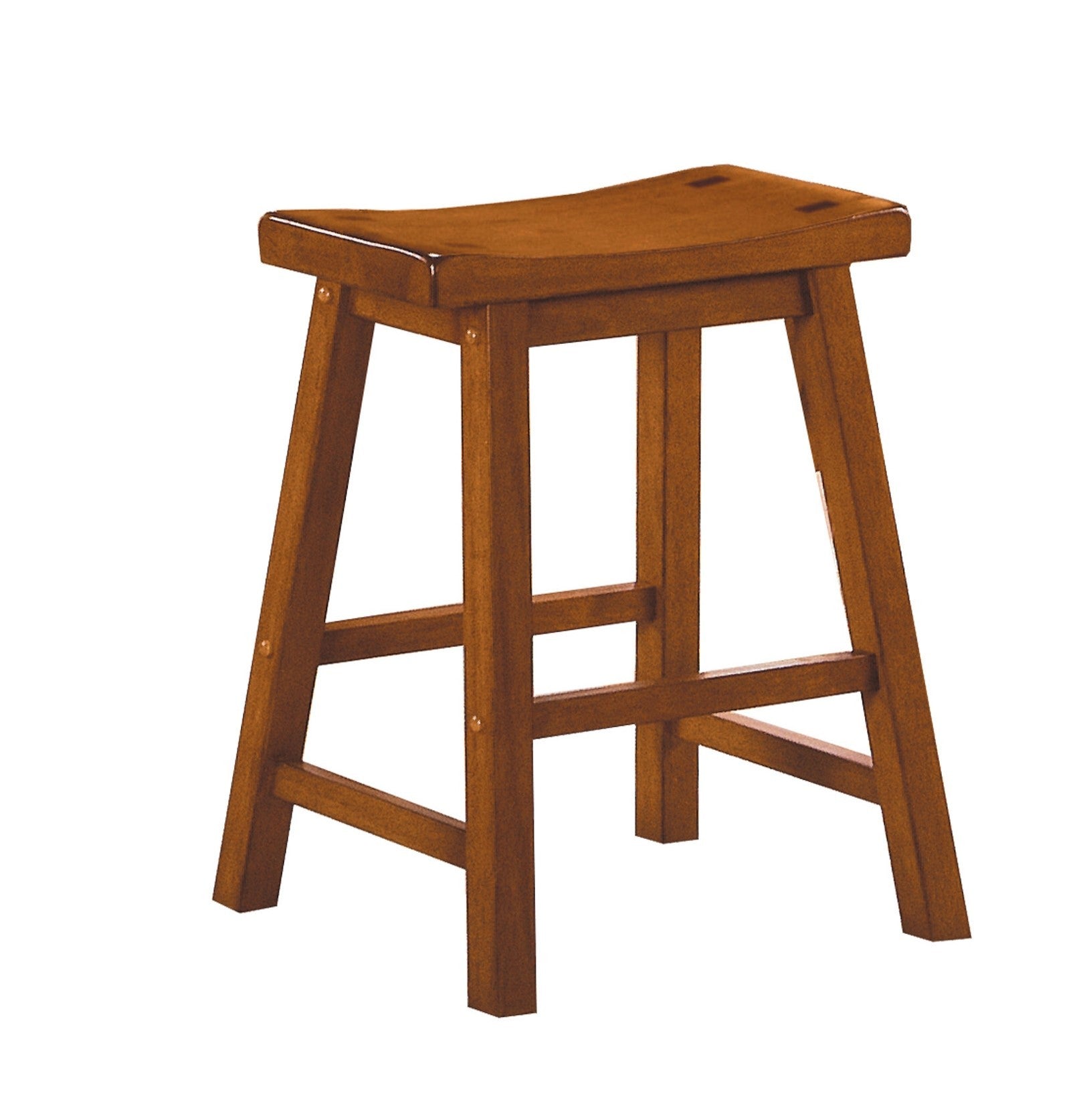 Casual Dining 18 Inch Height Saddle Seat Stools 2Pc Set Solid Wood Oak Finish Home Furniture Oak Dining Room Solid Wood