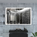 60X40 Inch Oversized Led Bathroom Mirror Wall Mounted Mirror With 3 Color Modes Aluminum Frame Large Wall Mirror For Bathroom Silver Aluminium