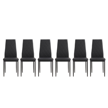 Dining Chair Set Of 6 Black Pu