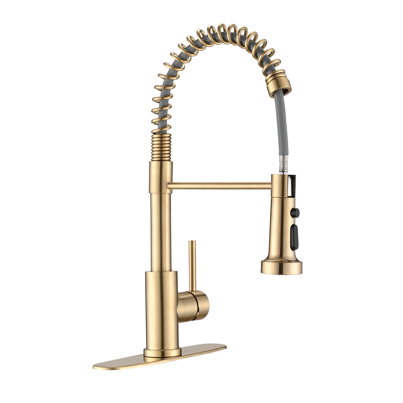 Pull Down Sprayer Spring Kitchen Sink Faucet Brushed Gold Brushed Gold Stainless Steel