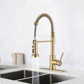 Pull Down Sprayer Spring Kitchen Sink Faucet Brushed Gold Brushed Gold Stainless Steel