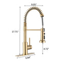 Pull Down Sprayer Spring Kitchen Sink Faucet Brushed Gold Brushed Gold Stainless Steel