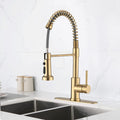 Pull Down Sprayer Spring Kitchen Sink Faucet Brushed Gold Brushed Gold Stainless Steel