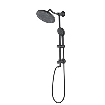 5 Setting Handheld Shower System Slide Bar Combo Rain Showerhead, Dual Shower Head Spa System Matte Black Abs