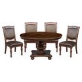 Traditional Dining Table 1Pc Brown Cherry Finish Pedestal Base Round Table Dining Room Furniture Brown Mix Dining Room Traditional Wood