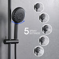 5 Setting Handheld Shower System Slide Bar Combo Rain Showerhead, Dual Shower Head Spa System Matte Black Abs