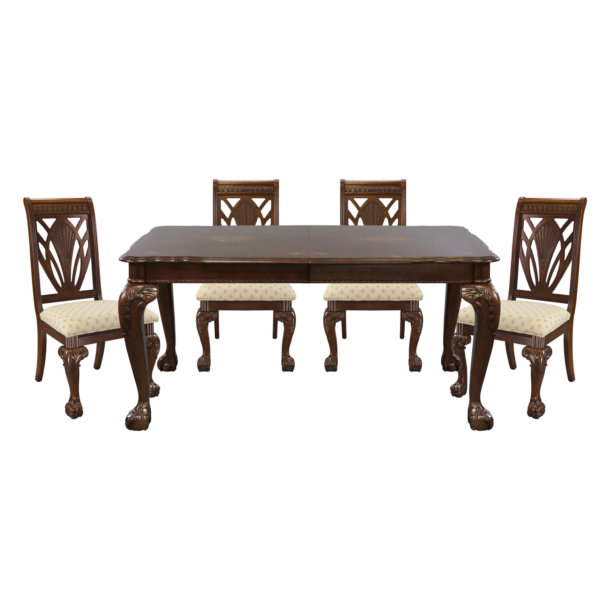 Elegant Design Traditional Side Chairs 2Pc Set Dark Cherry Finish Brown Fabric Seats Dining Furniture Brown Mix Dining Room Traditional Wood