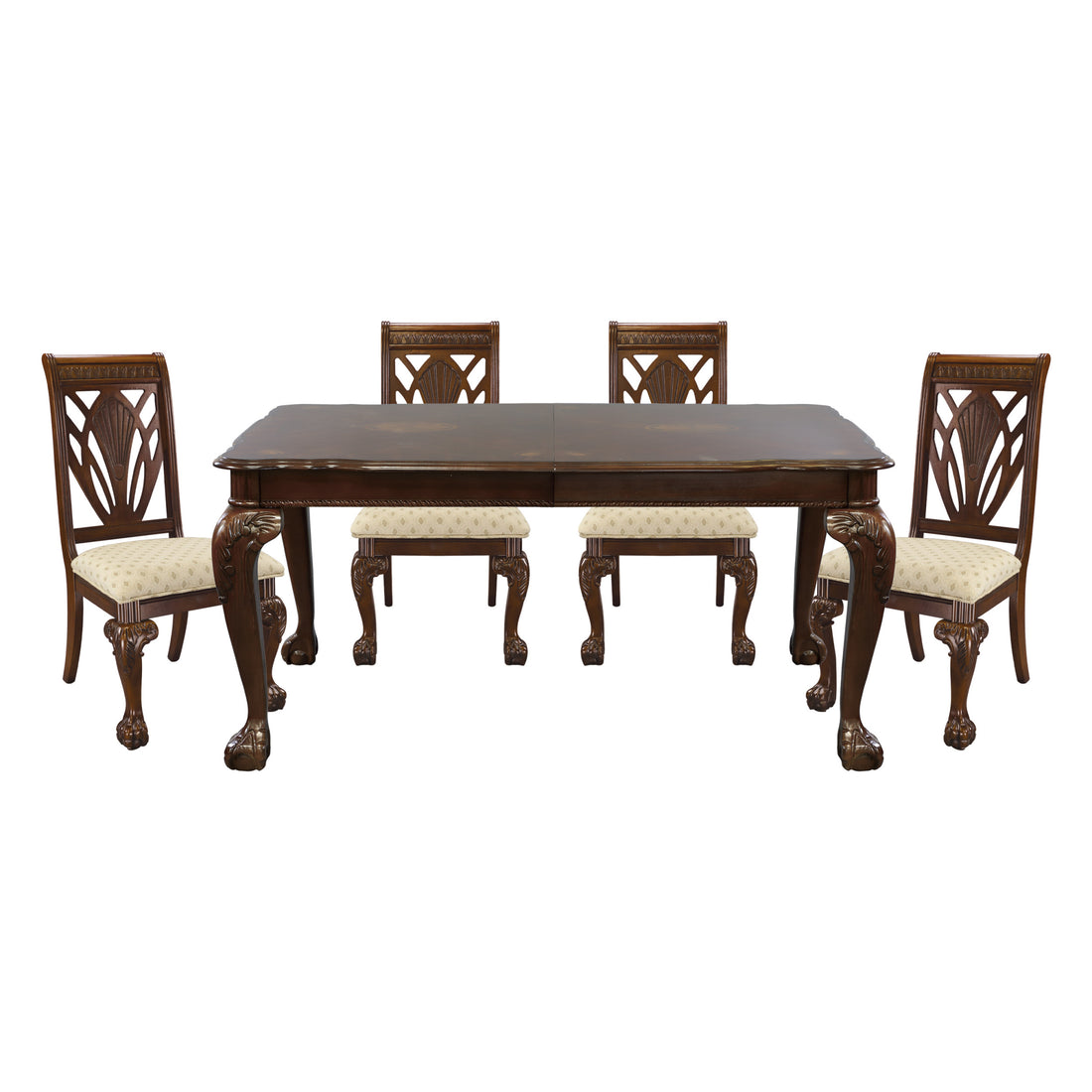 Dark Cherry Finish Formal Dining 5Pc Set Table With Extension Leaf And 4X Side Chairs Upholstered Seat Traditional Design Furniture Wood Cherry Seats 4 Wood Dining Room Extendable Traditional 4 Leg Dining Table With Chair Wood