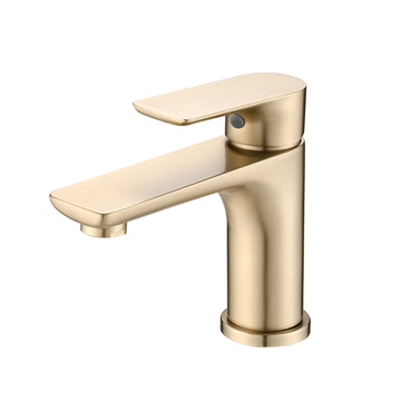 Single Handle Lavatory Basin Sink Faucet Brushed Gold Brass