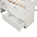 Twin Size Loft Bed With Two Shelves And Two Drawers Antique White Antique White Solid Wood