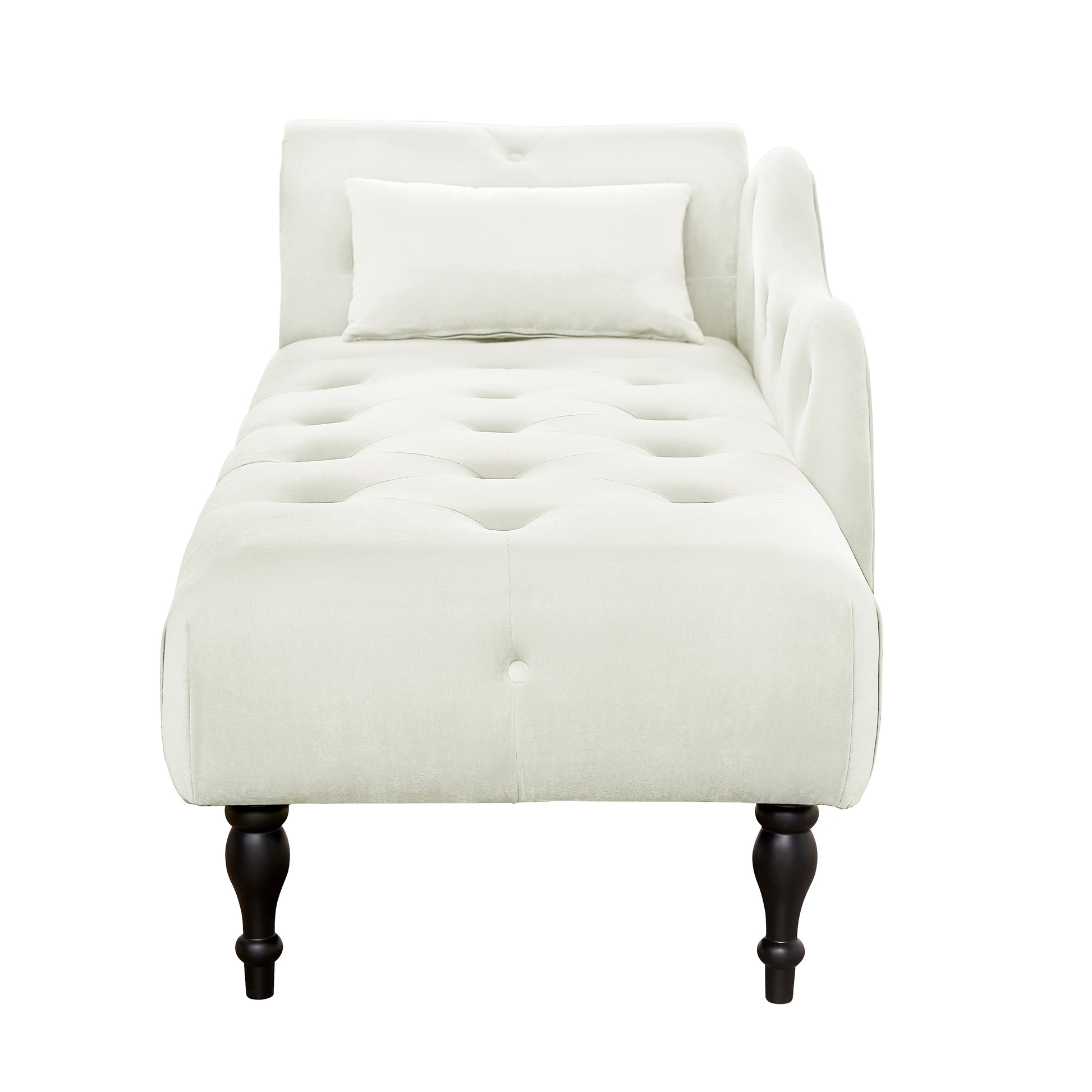 Aijia 60.6" Velvet Chaise Lounge Buttons Tufted Trimmed Solid Wood Legs With 1 Pillow,White Left Arm Design As Shown In The Picture White Velvet