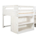 Twin Size Loft Bed With Two Shelves And Two Drawers Antique White Antique White Solid Wood