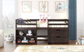 Twin Size Loft Bed With Two Shelves And Two Drawers Antique Espresso Antique Espresso Solid Wood
