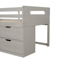 Twin Size Loft Bed With Two Shelves And Two Drawers Antique Gray Antique Gray Solid Wood