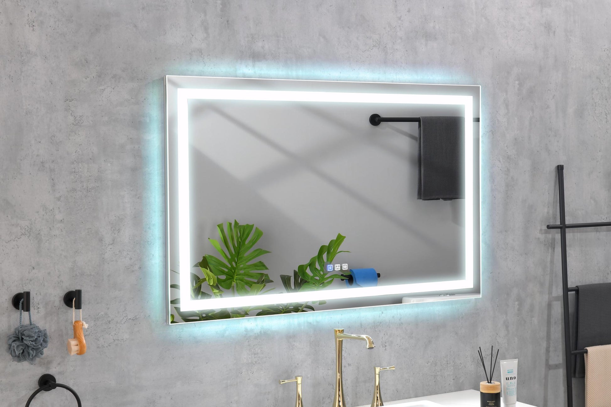 60 In. W X 36 In. H Frameless Led Single Bathroom Vanity Mirror In Polished Crystal Bathroom Vanity Led Mirror With 3 Color Lights Mirror For Bathroom Wall 60 Inch Smart Lighted Vanity Mirrors Dimm White Aluminium