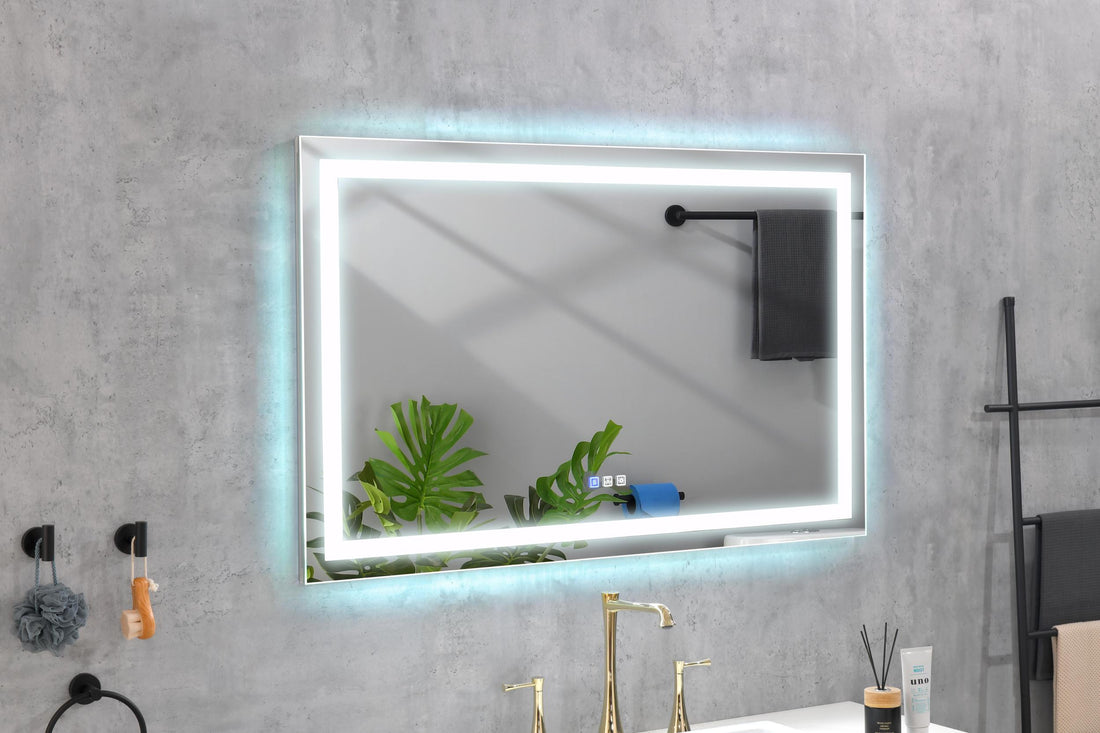 60 In. W X 30 In. H Frameless Led Single Bathroom Vanity Mirror In Polished Crystal Bathroom Vanity Led Mirror With 3 Color Lights Mirror For Bathroom Wall 60 Inch Smart Lighted Vanity Mirrors Dimm White Aluminium