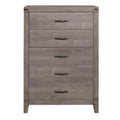 Brownish Gray Finish 1Pc Bedroom Chest Of 5 Drawers Melamine Laminate Dark Metal Hardware Corner Rivets Brown Gray Bedroom Wood