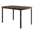 Simple Style Dining Table 1Pc Brown Faux Marble Table Top Black Metal Finish Frame Transitional Dining Furniture Black Dining Room Metal