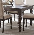 Transitional Style Grayish Brown Finish 1Pc Dining Table Draw Leaf Birch Veneer Traditional Dining Furniture Brown Mix Dining Room Transitional Wood