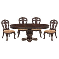 Beautiful Cherry Finish With Gold Tipping 1Pc Dining Round Oval Table With Extension Leaf Traditional Design Furniture Brown Mix Dining Room American Traditional,Traditional Wood