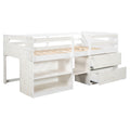 Twin Size Loft Bed With Two Shelves And Two Drawers Antique White Antique White Solid Wood