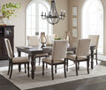 Transitional Style Grayish Brown Finish 1Pc Dining Table Draw Leaf Birch Veneer Traditional Dining Furniture Brown Mix Dining Room Transitional Wood