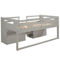 Twin Size Loft Bed With Two Shelves And Two Drawers Antique Gray Antique Gray Solid Wood