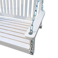 Front Porch Swing With Armrests, Wood Bench Swing With Hanging Chains,For Outdoor Patio ,Garden Yard, Porch, Backyard, Or Sunroom,Easy To Assemble,White White Solid Wood