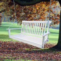 Front Porch Swing With Armrests, Wood Bench Swing With Hanging Chains,For Outdoor Patio ,Garden Yard, Porch, Backyard, Or Sunroom,Easy To Assemble,White White Solid Wood