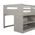 Twin Size Loft Bed With Two Shelves And Two Drawers Antique Gray Antique Gray Solid Wood