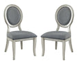 Transitional Antique White And Gray Side Chairs Set Of 2 Chairs Dining Room Furniture Padded Fabric Seat Antique White White Dining Room Classic,Contemporary Dining Chairs Solid Wood