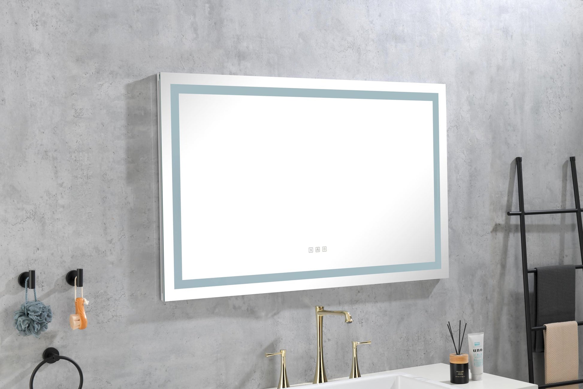 60 In. W X 36 In. H Frameless Led Single Bathroom Vanity Mirror In Polished Crystal Bathroom Vanity Led Mirror With 3 Color Lights Mirror For Bathroom Wall 60 Inch Smart Lighted Vanity Mirrors Dimm White Aluminium