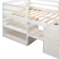 Twin Size Loft Bed With Two Shelves And Two Drawers Antique White Antique White Solid Wood