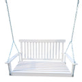 Front Porch Swing With Armrests, Wood Bench Swing With Hanging Chains,For Outdoor Patio ,Garden Yard, Porch, Backyard, Or Sunroom,Easy To Assemble,White White Solid Wood