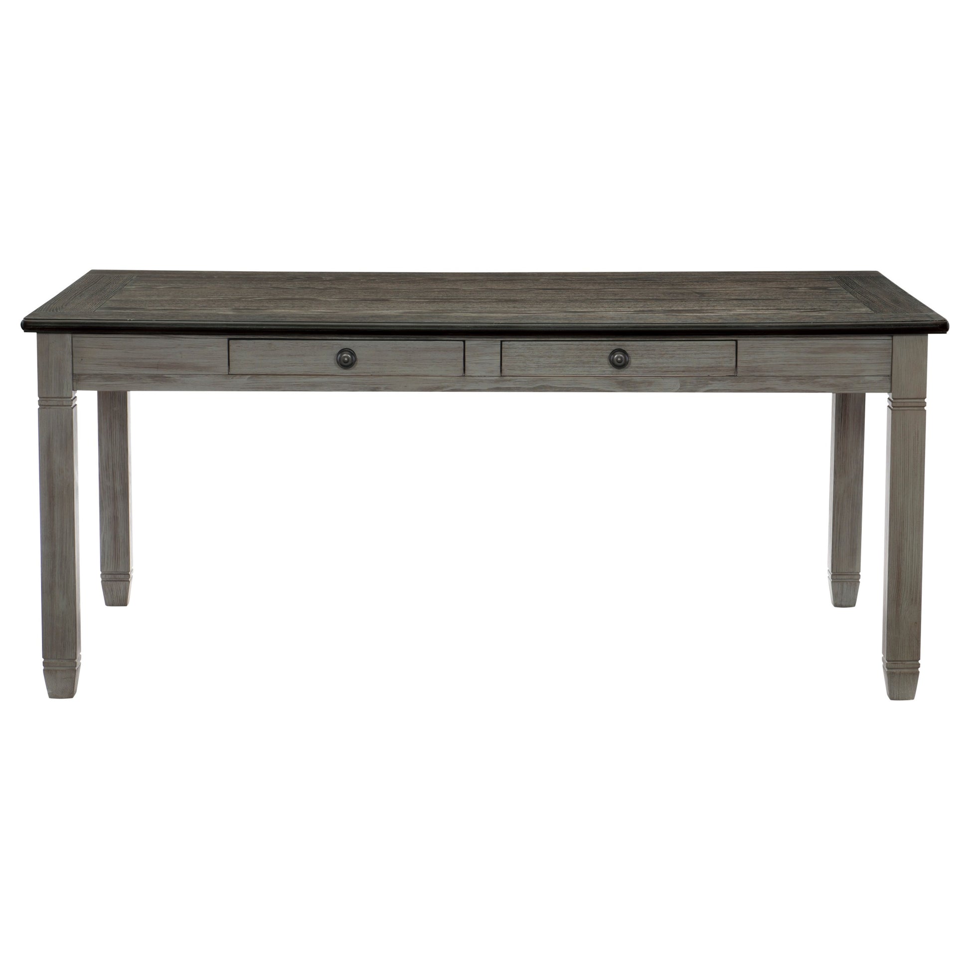 Antique Gray And Coffee Finish 6Pc Dining Set Table W 6X Drawers Upholstered Bench 4X Side Chairs Casual Country Style Dining Room Furniture Wood Wood Antique Gray Seats 6 Wood Dining Room 72 Inches Rectangular Dining Table With Chair And Bench Solid