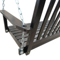Front Porch Swing With Armrests, Wood Bench Swing With Hanging Chains,For Outdoor Patio ,Garden Yard, Porch, Backyard, Or Sunroom,Easy To Assemble,Black Black Solid Wood