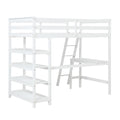 Twin Loft Bed With Desk,Ladder,Shelveswhite White Pine