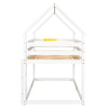 Twin Over Twin Loft Bed With Roof Design, Safety Guardrail, Ladder, White White Pine