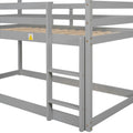 Twin Over Twin Loft Bed With Roof Design, Safety Guardrail, Ladder, Grey Grey Pine